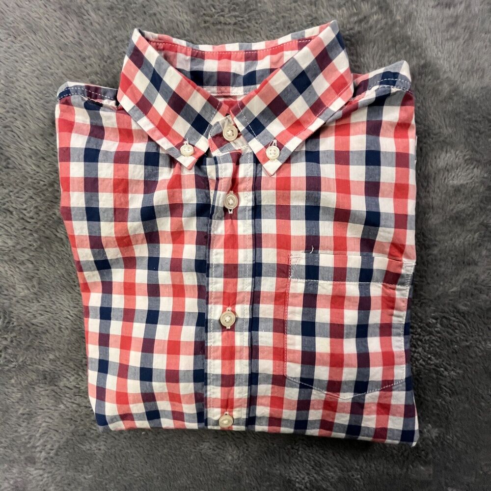 J Crew Shirt Boys Small 6/7 Long Sleeve Button Up Gingham Plaid Red White Blue - Picture 8 of 8